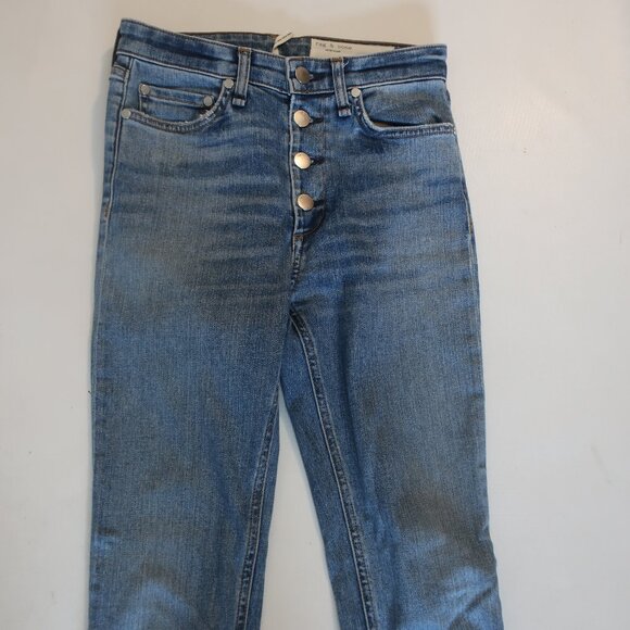 Womens Rag & Bone Blue Farrah Nina High-Rise Ankle Skinny Denim Jeans 23 - Picture 6 of 14